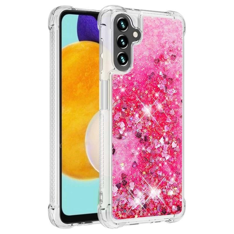 Glitter homokóra zselés tok Samsung Galaxy A54 5G - rózsaszín/szívek