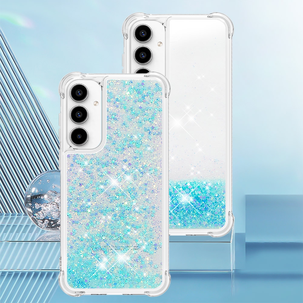 Glitter homokóra zselés tok Samsung Galaxy A57 5G - kék / csillagok