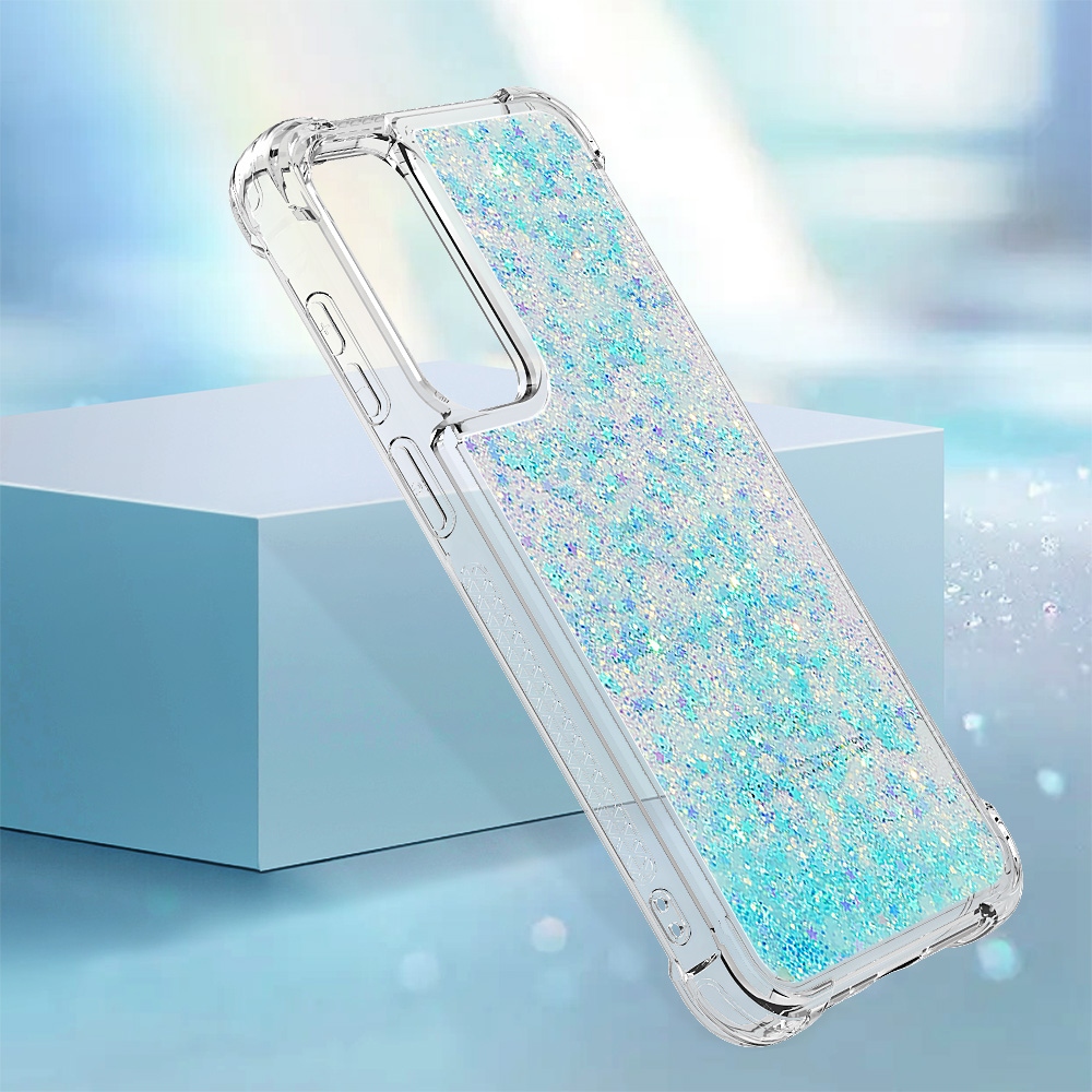 Glitter homokóra zselés tok Samsung Galaxy A57 5G - kék / csillagok