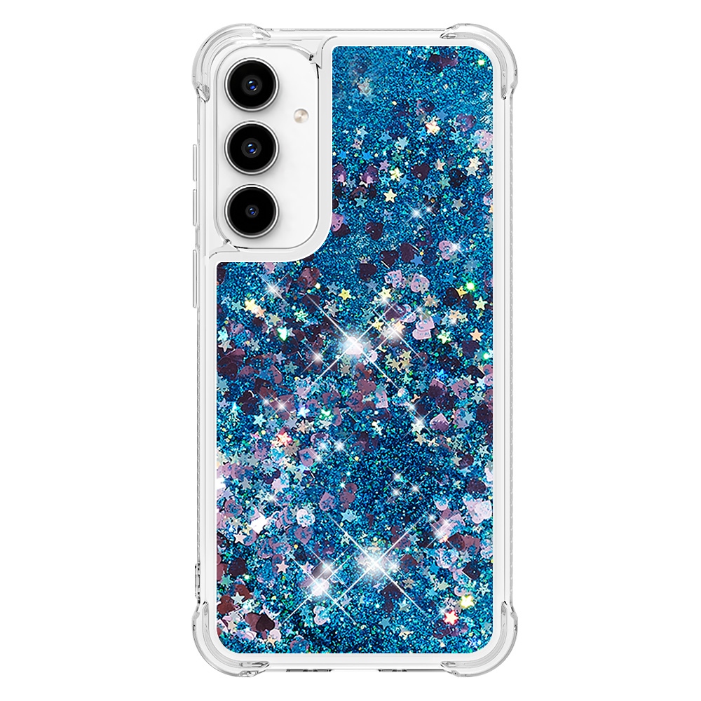 Glitter homokóra zselés tok Samsung Galaxy A57 5G - kék/szívek
