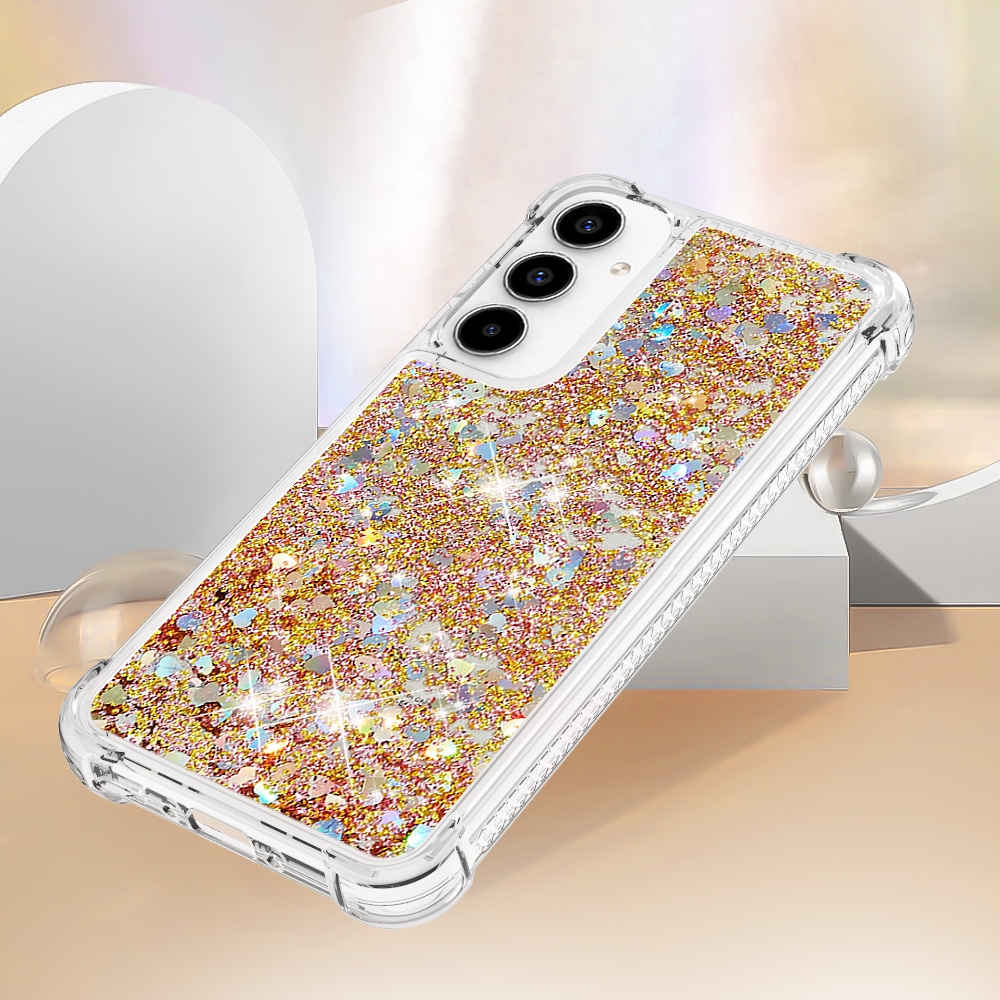 Glitter homokóra zselés tok Samsung Galaxy A57 5G - arany/szív