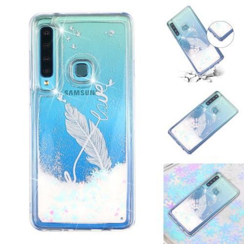 Glitter homokóra zselés tok Samsung Galaxy A9 készülékhez - fehér toll