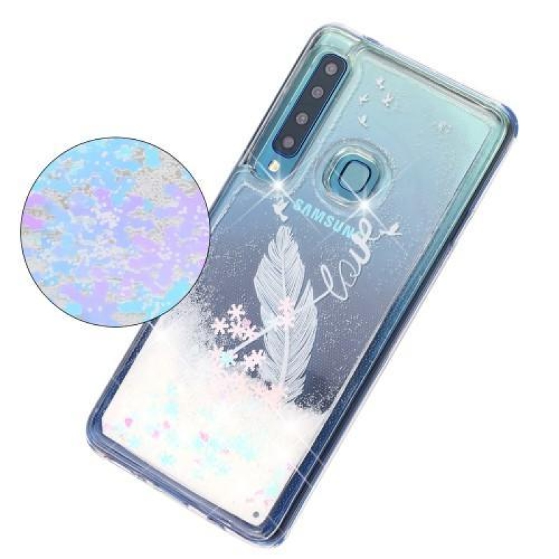 Glitter homokóra zselés tok Samsung Galaxy A9 készülékhez - fehér toll