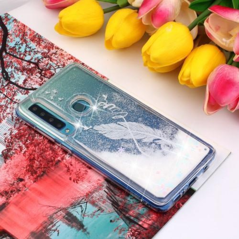 Glitter homokóra zselés tok Samsung Galaxy A9 készülékhez - fehér toll