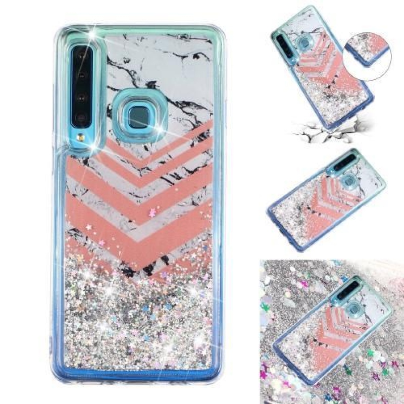 Csillogó homokóra zselés tok Samsung Galaxy A9 készülékhez - márvány és ékzár
