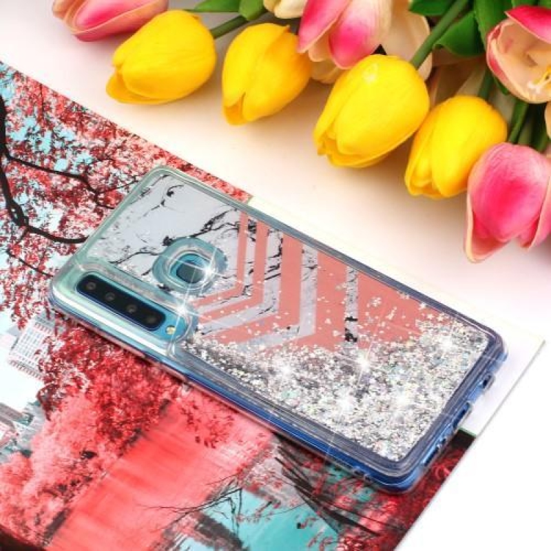 Csillogó homokóra zselés tok Samsung Galaxy A9 készülékhez - márvány és ékzár