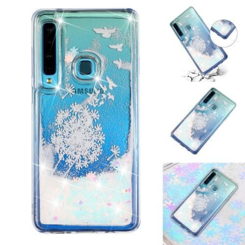 Glitter homokóra zselés tok Samsung Galaxy A9 készülékhez - madarak és pitypang