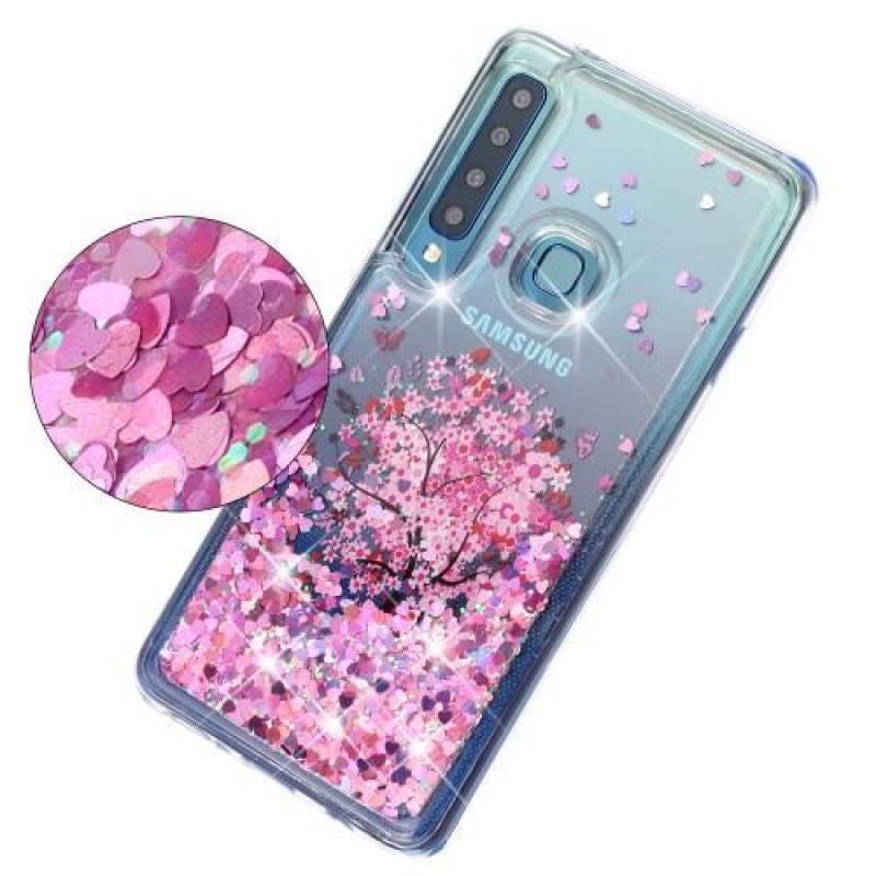 Glitter homokóra zselés tok Samsung Galaxy A9 - virágzó fa