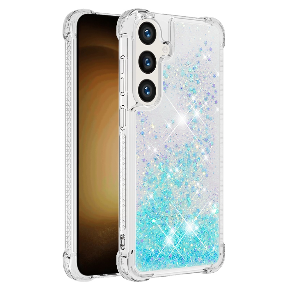 Glitteres, önthető gél tok a Samsung Galaxy S26 FE/S25 FE-hez – kék/csillagok