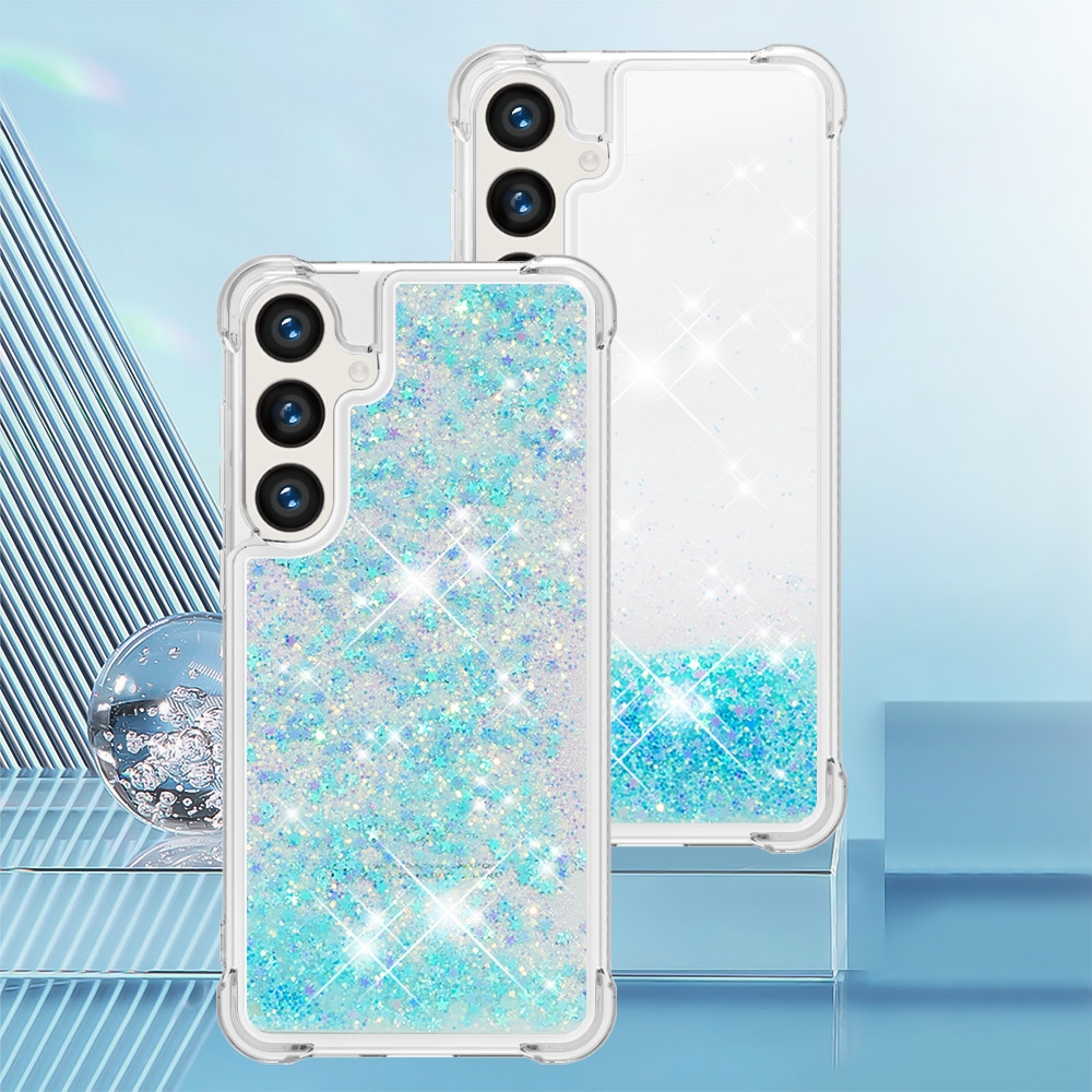Glitteres, önthető gél tok a Samsung Galaxy S26 FE/S25 FE-hez – kék/csillagok