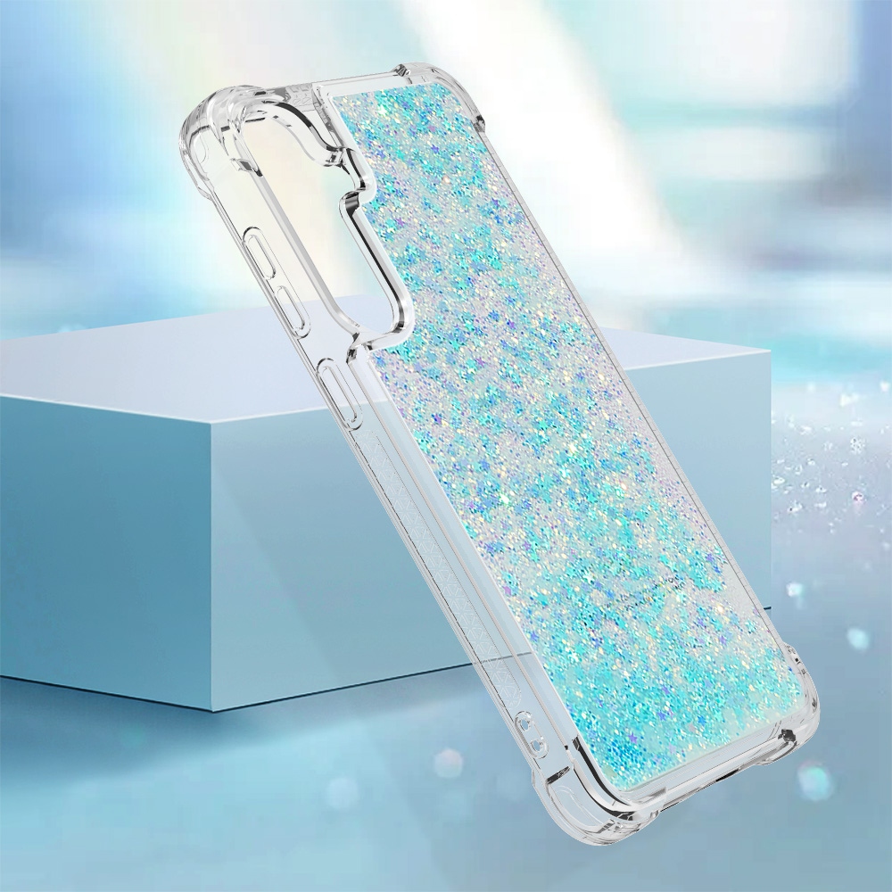 Glitteres, önthető gél tok a Samsung Galaxy S26 FE/S25 FE-hez – kék/csillagok