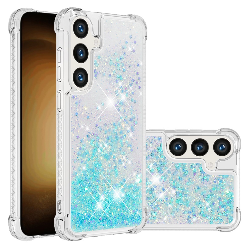 Glitteres, önthető gél tok a Samsung Galaxy S26 FE/S25 FE-hez – kék/csillagok