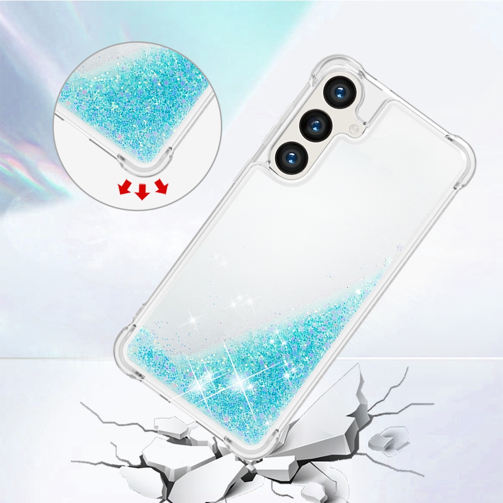 Glitteres, önthető gél tok a Samsung Galaxy S26 FE/S25 FE-hez – kék/csillagok