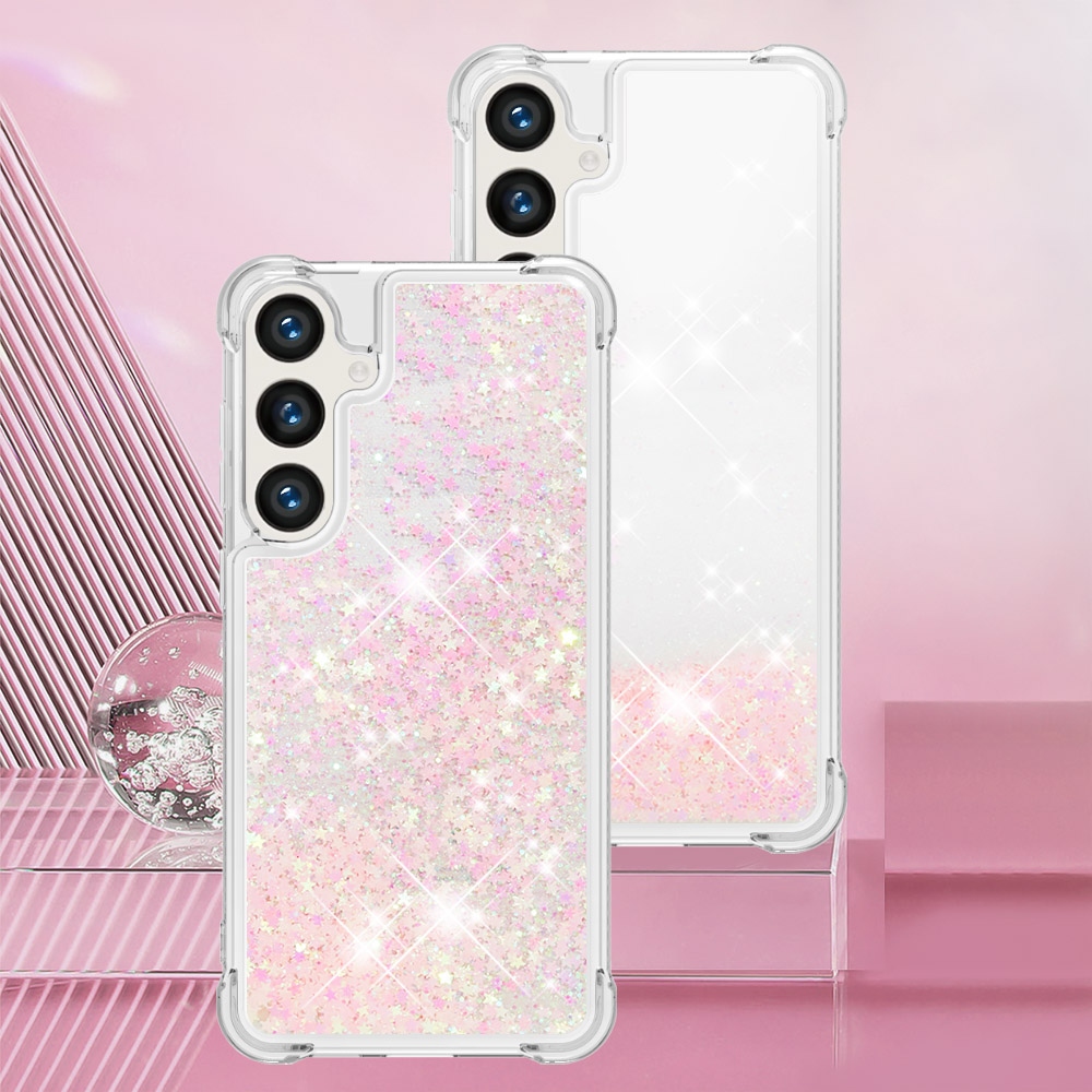 Glitteres, önthető gél tok a Samsung Galaxy S26 FE/S25 FE-hez – rózsaszín/csillagok