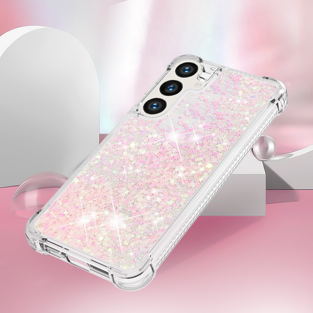 Glitteres, önthető gél tok a Samsung Galaxy S26 FE/S25 FE-hez – rózsaszín/csillagok