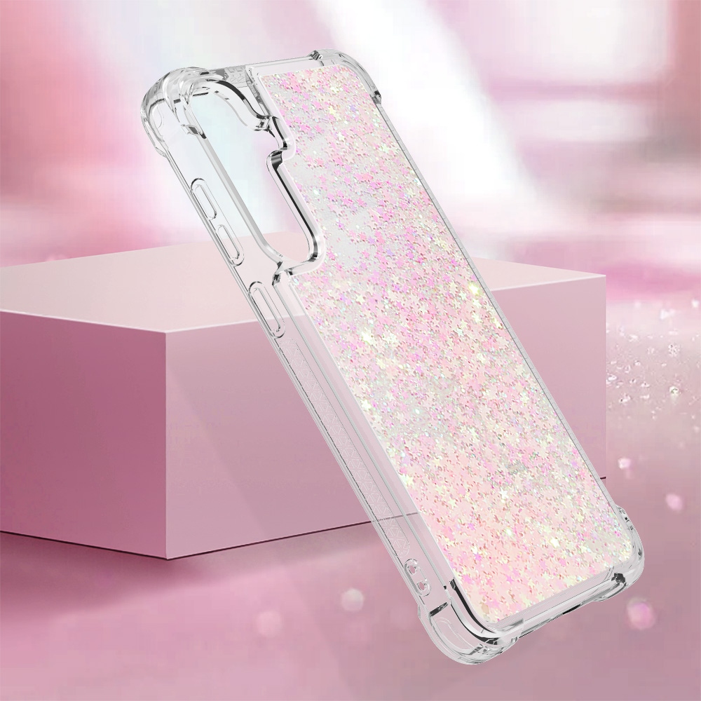 Glitteres, önthető gél tok a Samsung Galaxy S26 FE/S25 FE-hez – rózsaszín/csillagok