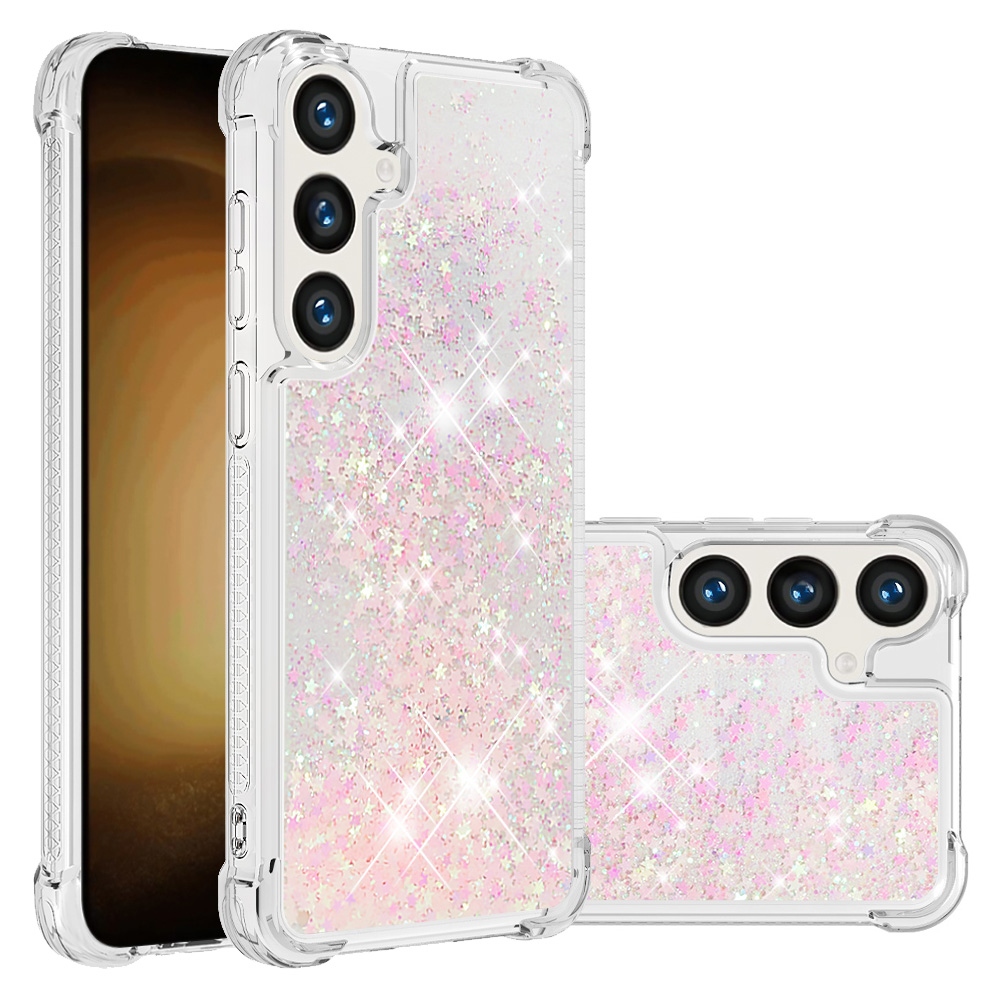 Glitteres, önthető gél tok a Samsung Galaxy S26 FE/S25 FE-hez – rózsaszín/csillagok