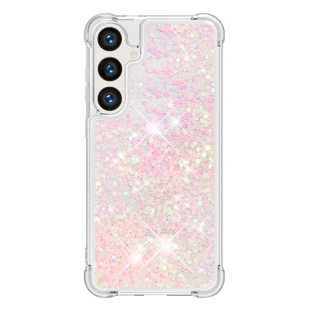 Glitteres, önthető gél tok a Samsung Galaxy S26 FE/S25 FE-hez – rózsaszín/csillagok