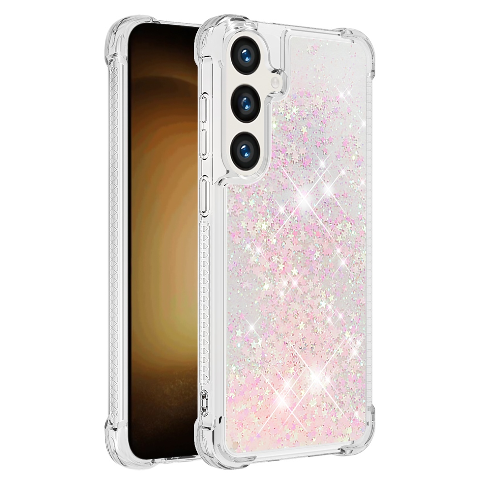 Glitteres, önthető gél tok a Samsung Galaxy S26 FE/S25 FE-hez – rózsaszín/csillagok