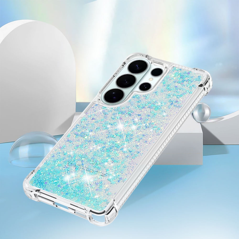 Glitter homokóra zselés tok Samsung Galaxy S26 Ultra - kék / csillagok