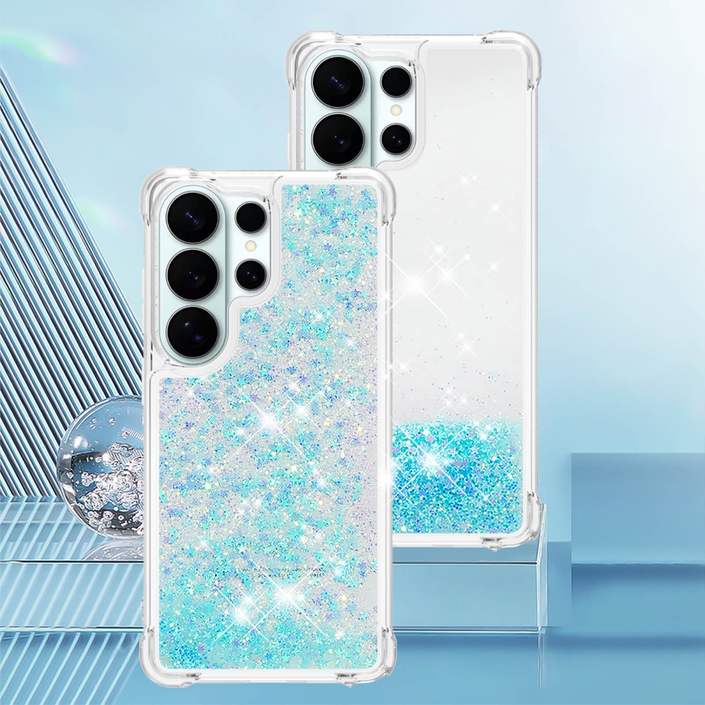 Glitter homokóra zselés tok Samsung Galaxy S26 Ultra - kék / csillagok