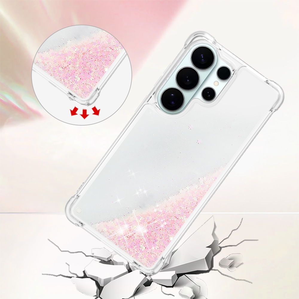 Glitter homokóra zselés tok Samsung Galaxy S26 Ultra - rózsaszín / csillagok