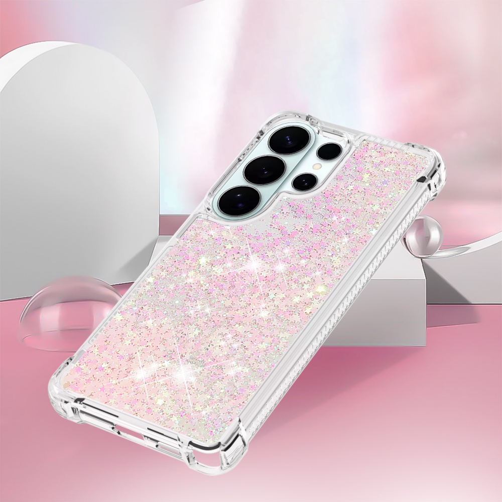 Glitter homokóra zselés tok Samsung Galaxy S26 Ultra - rózsaszín / csillagok