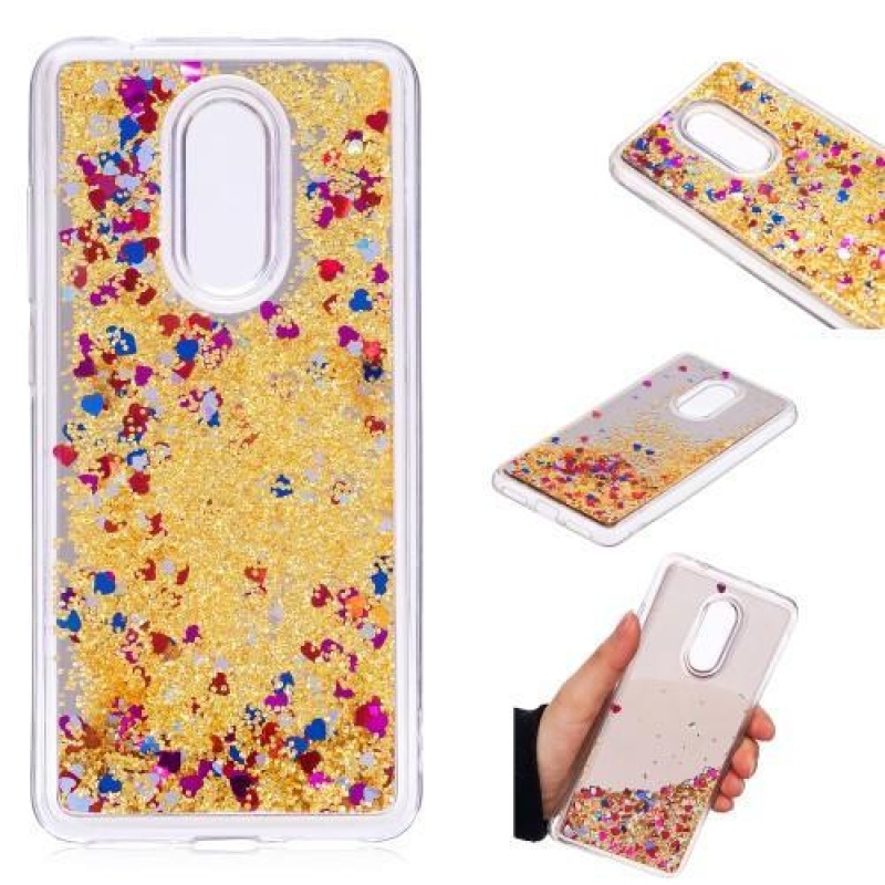 Glitter homokóra zselés tok Xiaomi Redmi 5 - arany színben