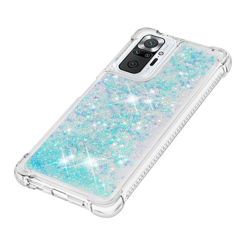 Glitter homokóra zselés tok Xiaomi Redmi Note 10 Pro - kék/csillagok