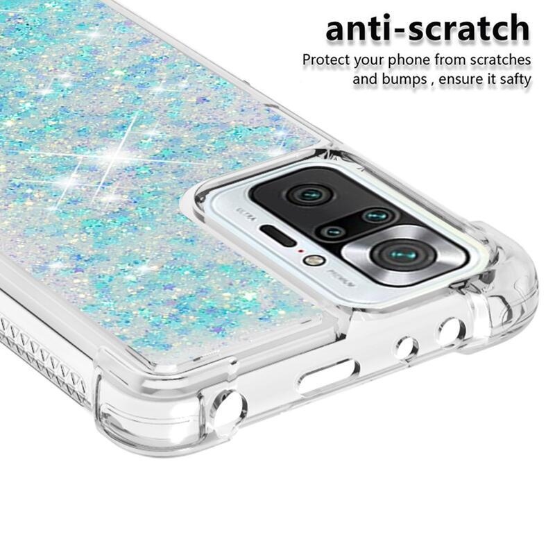 Glitter homokóra zselés tok Xiaomi Redmi Note 10 Pro - kék/csillagok