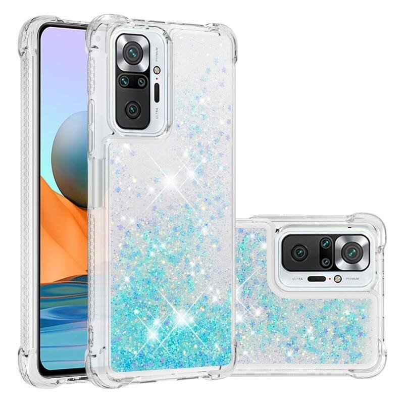 Glitter homokóra zselés tok Xiaomi Redmi Note 10 Pro - kék/csillagok
