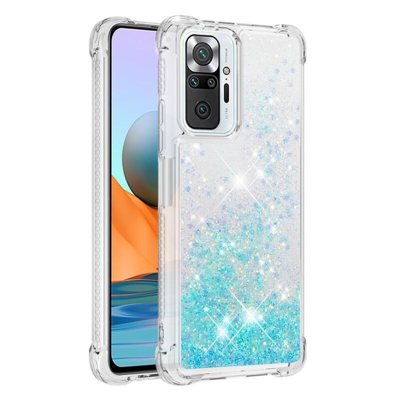 Glitter homokóra zselés tok Xiaomi Redmi Note 10 Pro - kék/csillagok