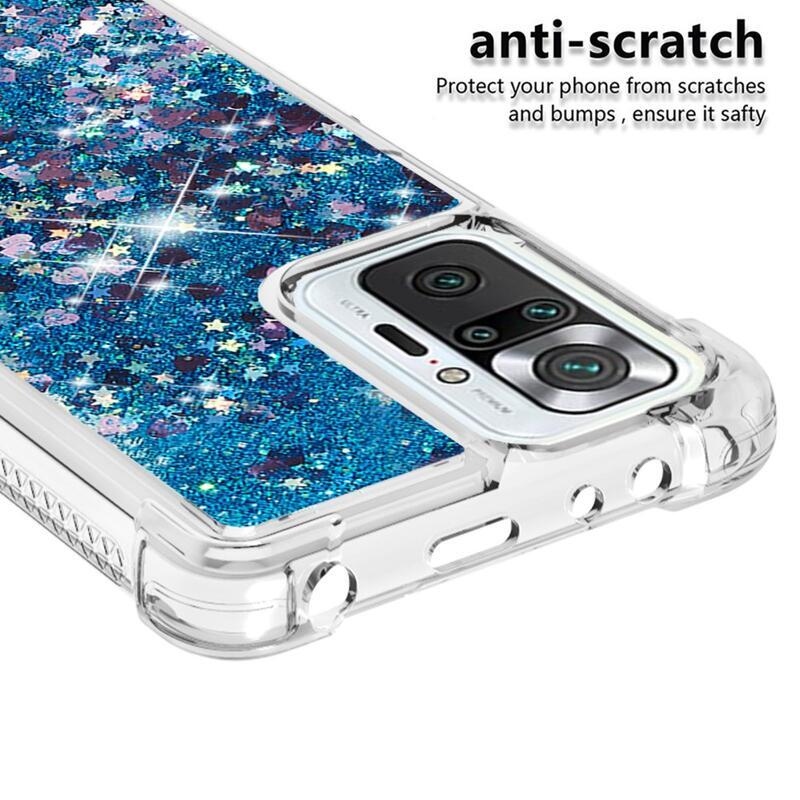 Csillogó homokóra zselés tok Xiaomi Redmi Note 10 Pro - kék/szív