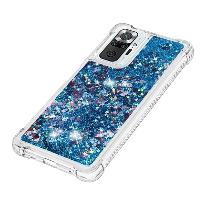 Csillogó homokóra zselés tok Xiaomi Redmi Note 10 Pro - kék/szív