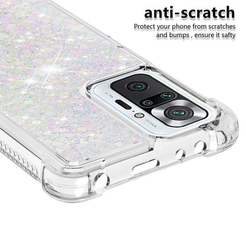 Csillogó homokóra zselés tok Xiaomi Redmi Note 10 Pro - rózsaszín/ezüst/szív