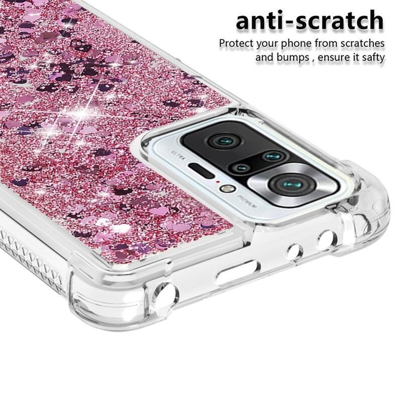 Glitter homokóra zselés tok Xiaomi Redmi Note 10 Pro - rózsaarany/szív