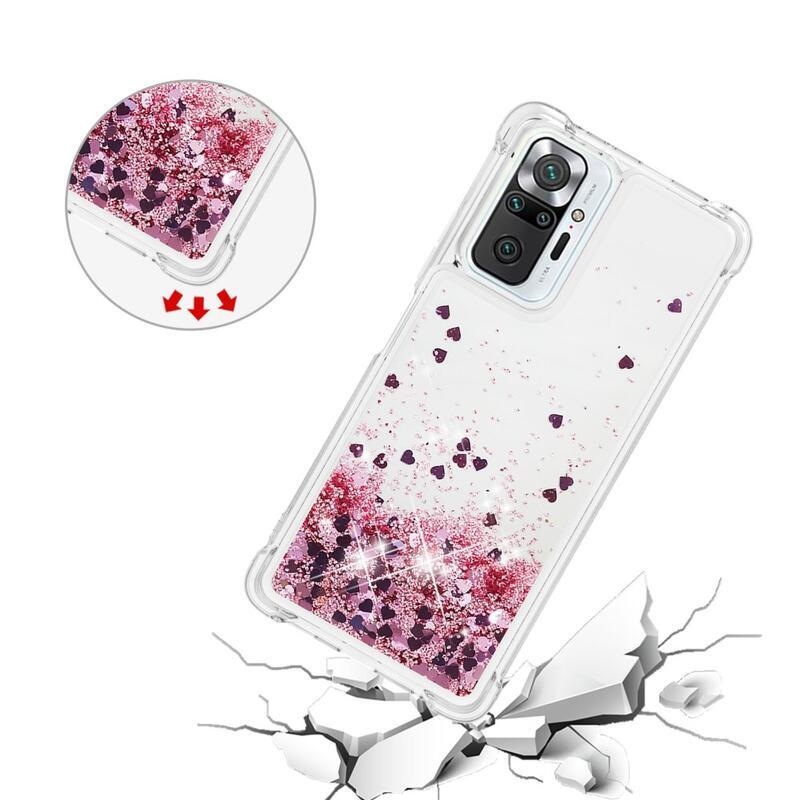 Glitter homokóra zselés tok Xiaomi Redmi Note 10 Pro - rózsaarany/szív