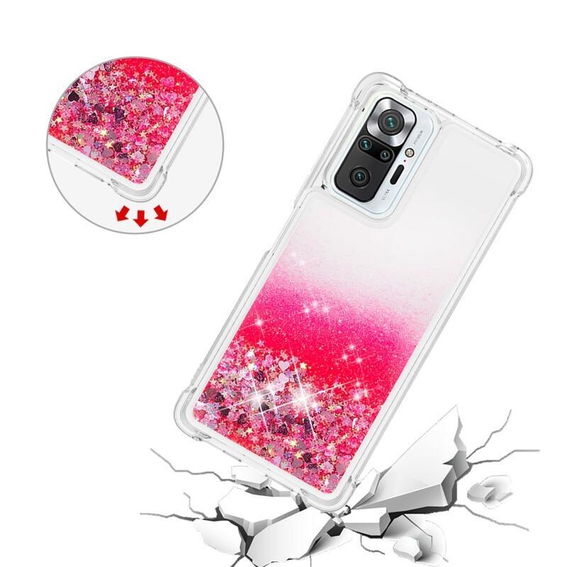 Glitter homokóra zselés tok Xiaomi Redmi Note 10 Pro - rózsaszín/szívek