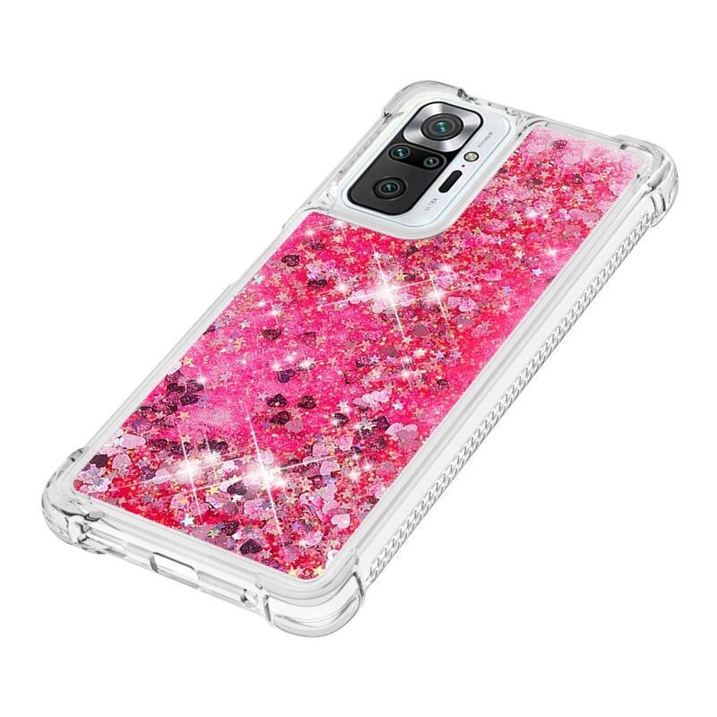 Glitter homokóra zselés tok Xiaomi Redmi Note 10 Pro - rózsaszín/szívek