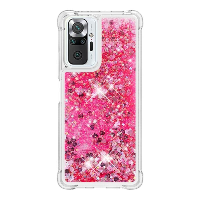Glitter homokóra zselés tok Xiaomi Redmi Note 10 Pro - rózsaszín/szívek