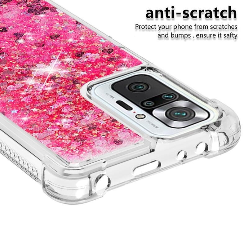 Glitter homokóra zselés tok Xiaomi Redmi Note 10 Pro - rózsaszín/szívek