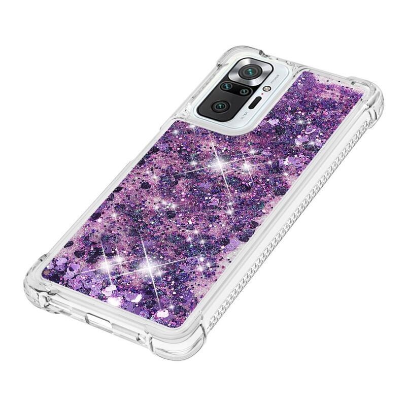 Glitter homokóra zselés tok Xiaomi Redmi Note 10 Pro - sötét lila/szív