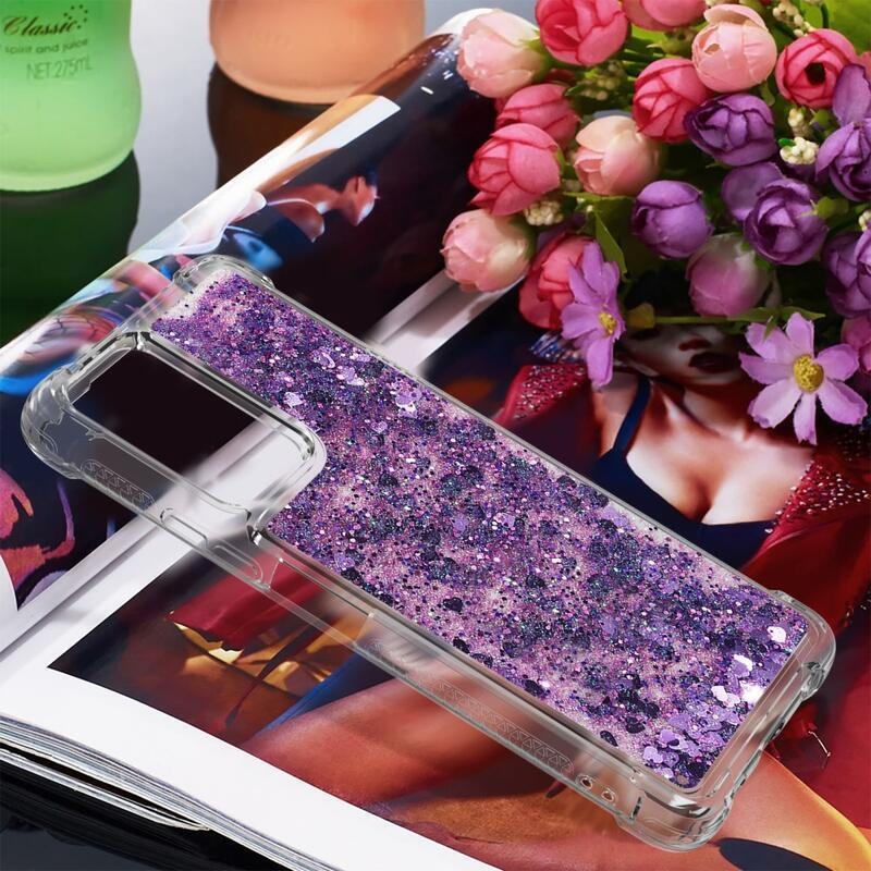 Glitter homokóra zselés tok Xiaomi Redmi Note 10 Pro - sötét lila/szív