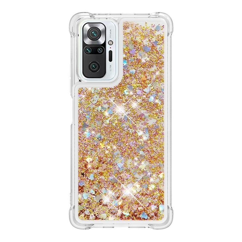 Glitter homokóra zselés tok Xiaomi Redmi Note 10 Pro - arany/szív