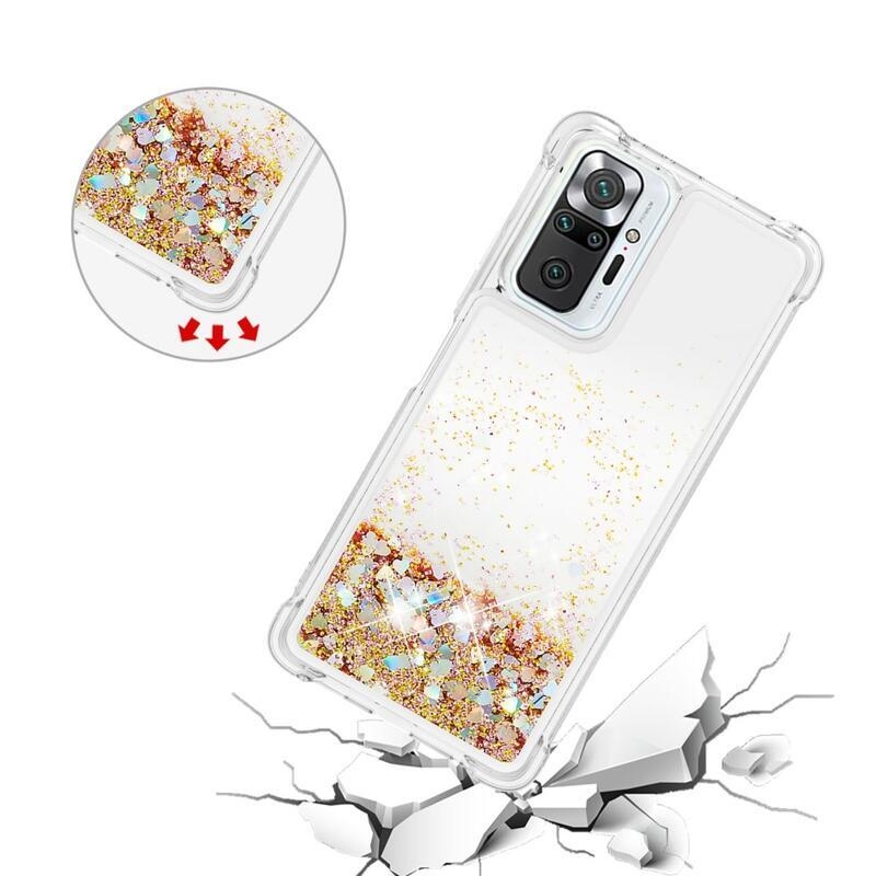 Glitter homokóra zselés tok Xiaomi Redmi Note 10 Pro - arany/szív