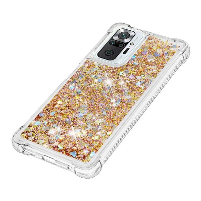Glitter homokóra zselés tok Xiaomi Redmi Note 10 Pro - arany/szív