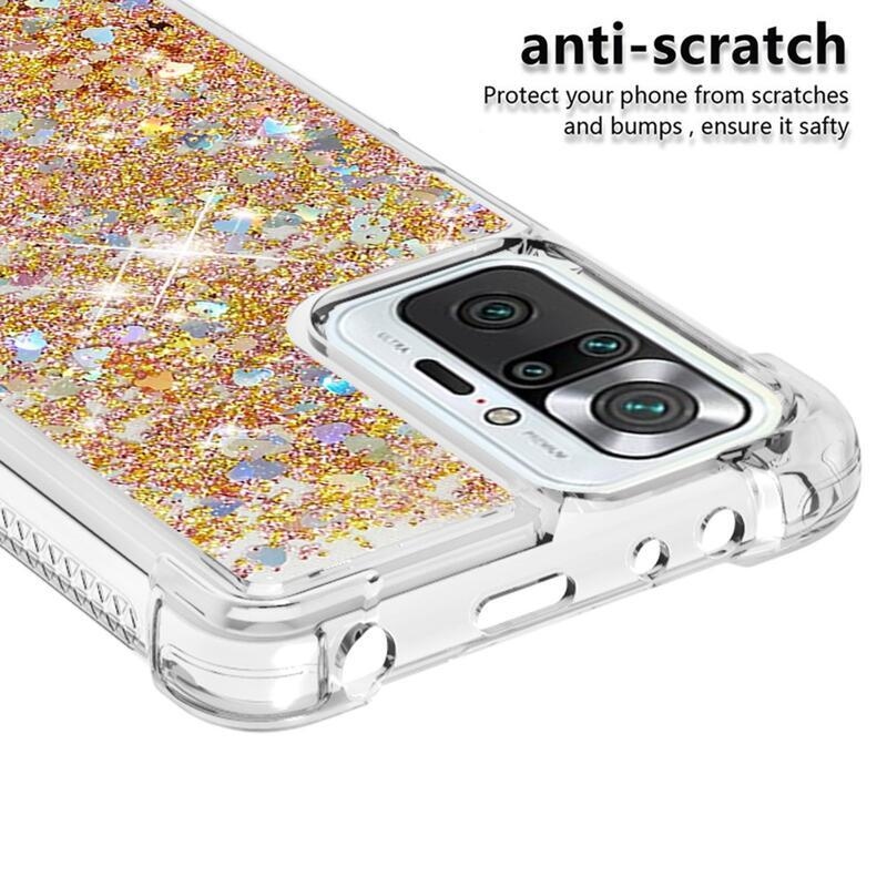 Glitter homokóra zselés tok Xiaomi Redmi Note 10 Pro - arany/szív