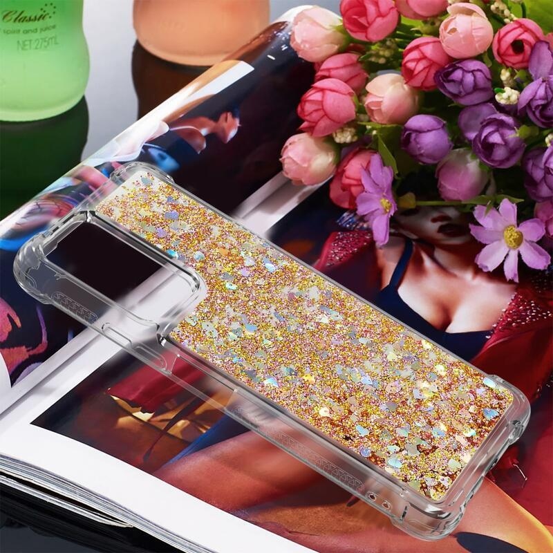 Glitter homokóra zselés tok Xiaomi Redmi Note 10 Pro - arany/szív
