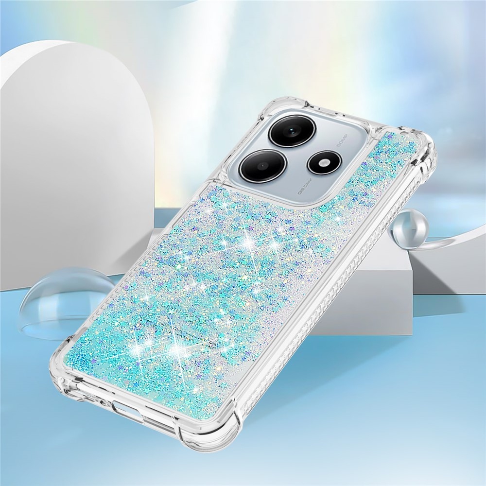 Glitter homokóra zselés tok Xiaomi Redmi Note 14 5G - kék/csillagok