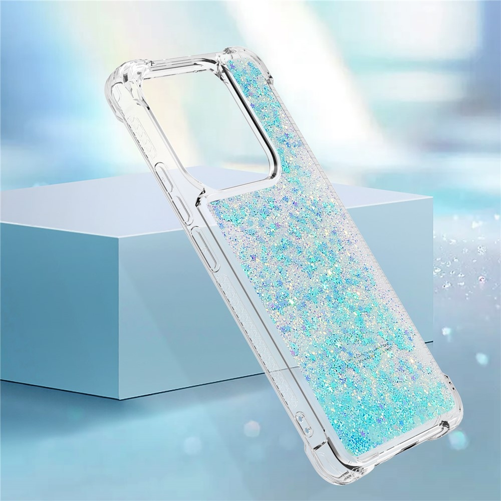 Glitter homokóra zselés tok Xiaomi Redmi Note 14 5G - kék/csillagok